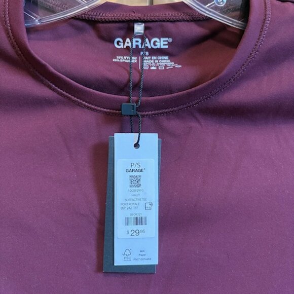 NWT GARAGE PORT ROYALE BURGUNDY SOFT ACTIVE TEE, SIZE: SMALL - Picture 6 of 6